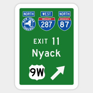 New York Thruway Northbound Exit 11: Nyack US Route 9W Sticker